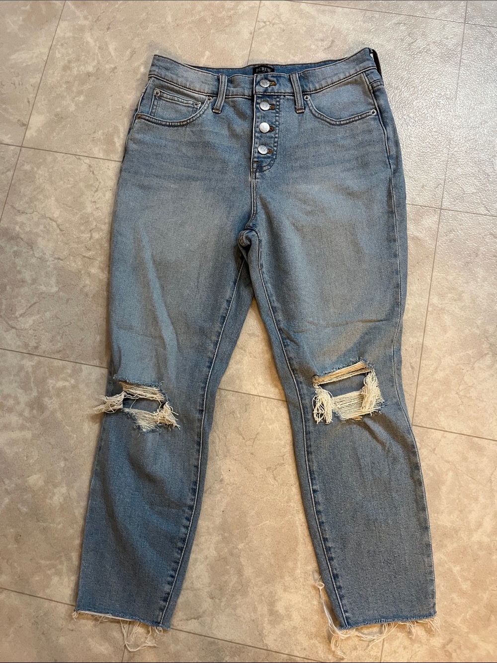 J. Crew Distressed Boyfriend Jeans in Faded Blue 28P